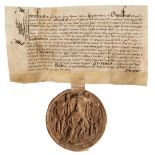 Somerset Deeds with Great Seal of King James I. A group of 3 vellum deeds, 1611, 1617, 1620