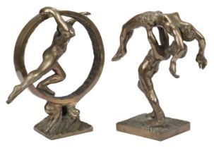 Bottomley (Ernest, 1934-2006). Man supporting a Woman; and Through the Loop, bronze maquettes, 1996