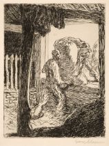 Clausen (George, 1852-1944). The Barn Door, 1894-1904, etching