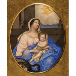 French School. Virgin and Child before a Parapet, late 17th Century, gouache in the stippled manner