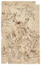 German School. Martyrdom of Saint Andrew, 1764, pen and brown ink