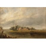 Norwich School. A River Landscape with thatched cottages, c. 1800