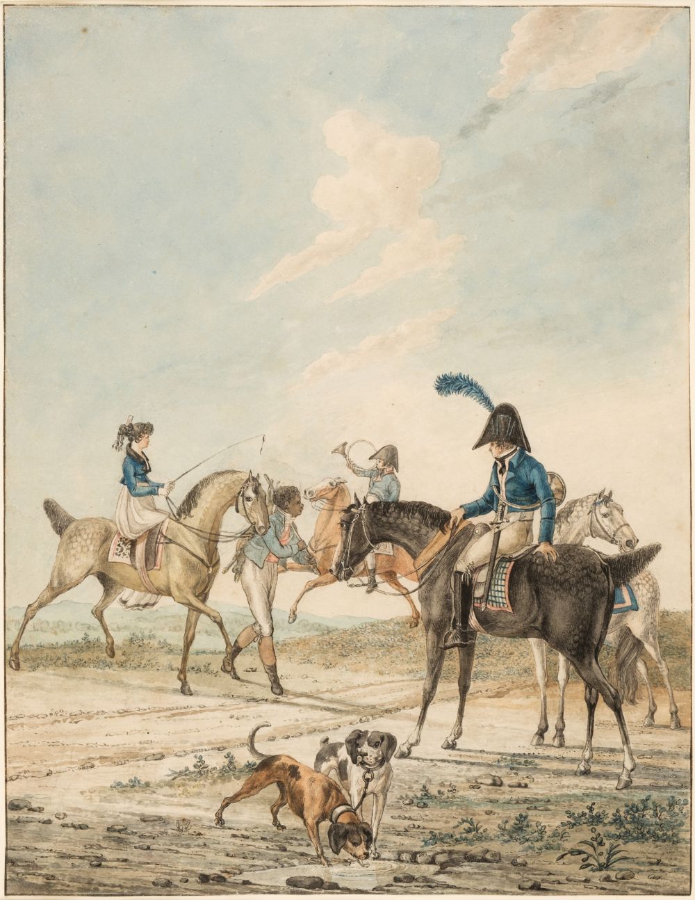 Vinkeles (Johannes, 1783- circa 1814).Hunting Scene at Fontainebleau, 1807..., and one other - Image 2 of 2