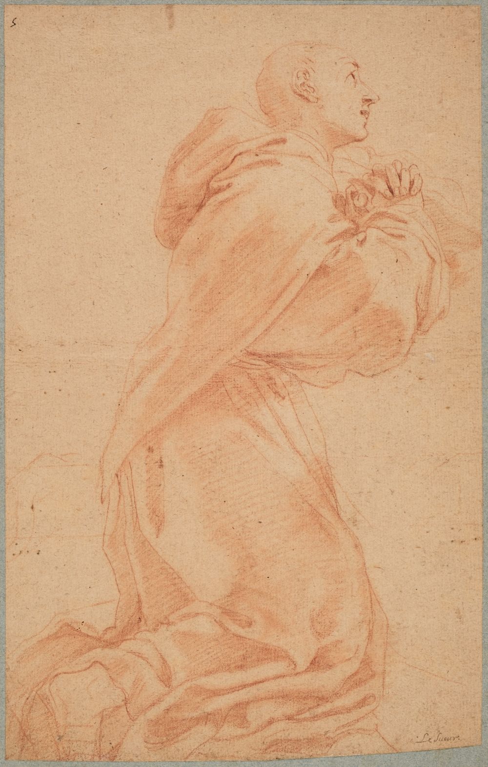 Attributed to Eustache le Sueur (1617-1655). A Friar in Supplication