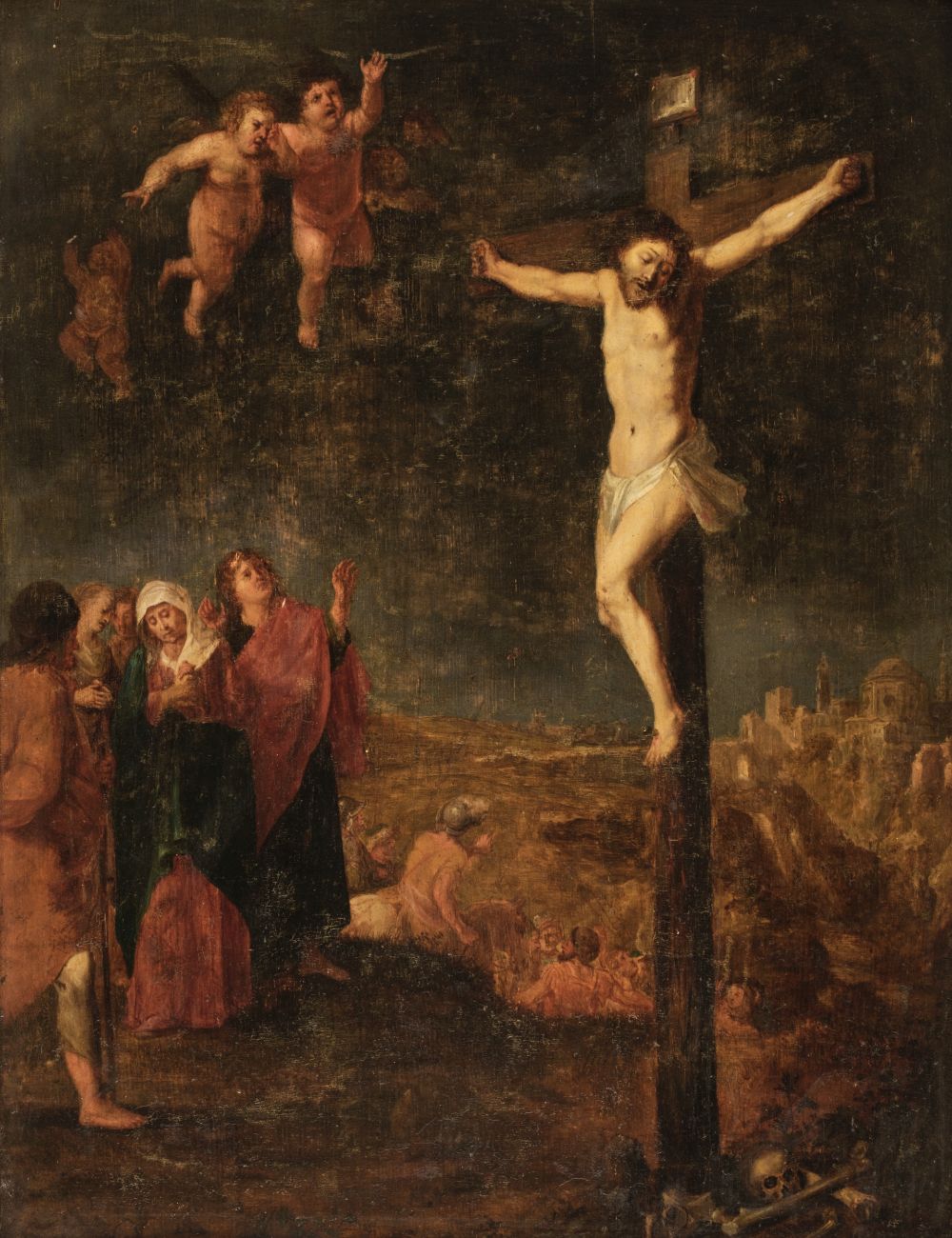 Attributed to Hans Rottenhammer I (1564/5-1625), The Crucifixion, circa 1605, oil on panel - Image 2 of 3