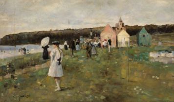 French School. Jeu de croquet au bord de mer, early 20th century