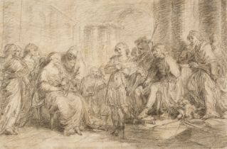 Attributed to Benjamin West (1738-1820). Betrothal Scene, black chalk