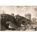 Piranesi (Giovanni Battista, 1720-1778). Veduta del Ponte Lugano su l'Anione, 1763, etching