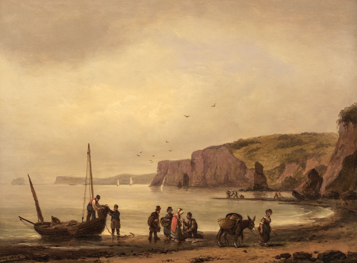 Luny (Thomas, 1759-1837). Landing the Catch, Dawlish, 1829