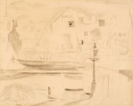 Wood (Christopher, 1901-1930). Paddle-steamer, Poole Harbour, 1926, graphite on buff paper