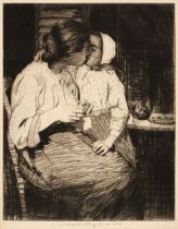 Lee Hankey (William, 1859-1962). The Kiss, 1917-1918, drypoint, signed, and eight others