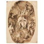 North Italian School. Allegory of the crowning of a Pope, pen and ink, 18th Century