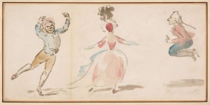 Dance (George, 1741-1825). Three Dancing Figures, watercolour on laid paper