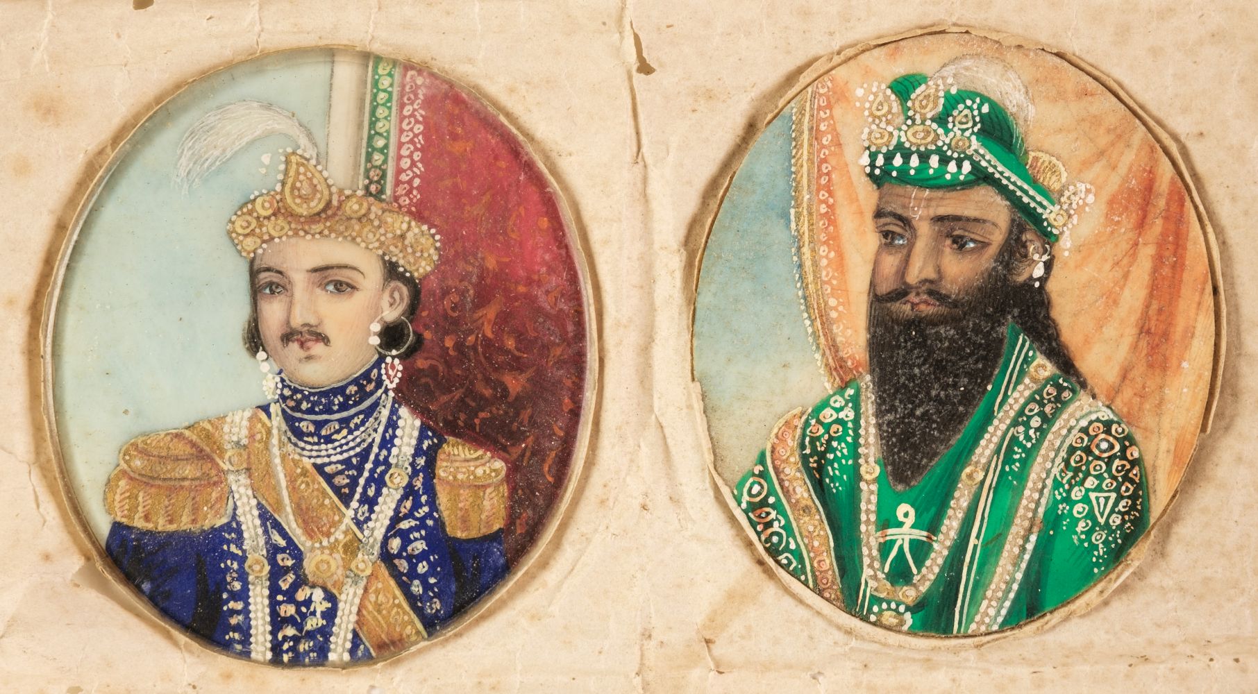 Indian Miniatures. Seven small Indian portrait miniatures, circa 1850, - Image 2 of 4