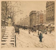 Simon (Tavik Frantisek, 1877-1942). Boulevard St Martin in Winter, Paris, [1914]