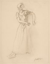 Flint (Russell William, 1880-1969). A young Servant Girl, graphite on paper, signed