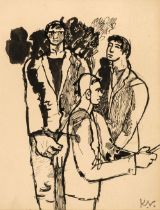 Vaughan (Keith, 1912-1977 ). Three Workmen, circa 1941, pen and black ink