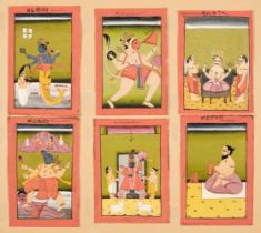 Rajasthan School. A series of 21 Indian miniature paintings of deities, circa 1850