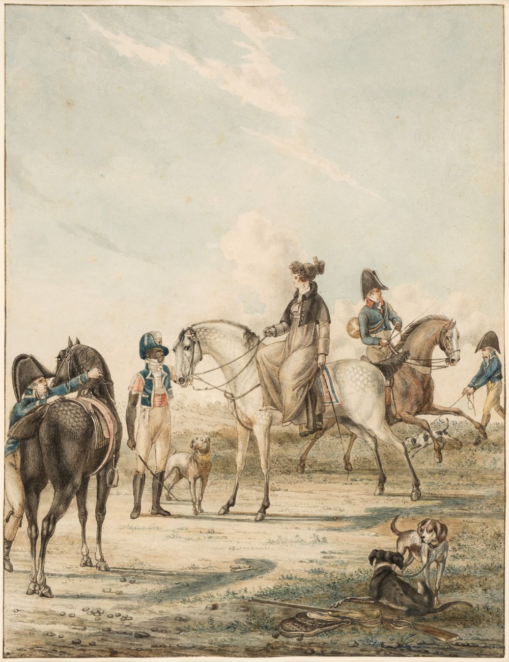 Vinkeles (Johannes, 1783- circa 1814).Hunting Scene at Fontainebleau, 1807..., and one other