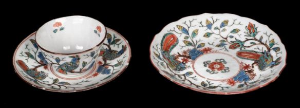 Teacups. An 18th century Chinese teacup and two saucers