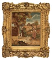 Needlework Pictures. Jacob and Rachel at the Well, circa 1790s