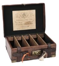 Cartridge Box. Cogswell & Harrison brown leather brass bound cartridge case circa 1910