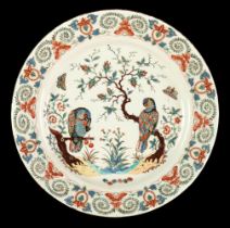 Charger. A fine Dutch-decorated Chinese polychrome porcelain charger, Kangxi period (1662-1722)