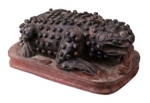 Toad. 19th Century warty wooden toad