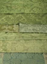 Bed curtains. A pair of 18th century bed curtains, & other fabric