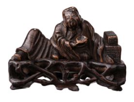 Brush Rest. Chinese hardwood carved brush rest, 17th/18th Century