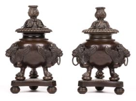 Censers. A pair of Regency period bronze censers