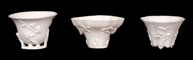 Libation Cups. Chinese Blanc de Chine libation cups, 1660-1730