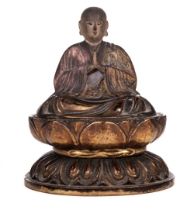 Buddha. Japanese gilt lacquer wooden carved Buddha, Edo Period