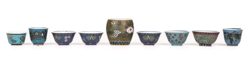 Teacups. Group of Japanese polychrome teacups, Meiji Period