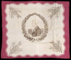 Wellington (Arthur Wellesley, 1st Duke of). Commemorative handkerchief, mid 19th century