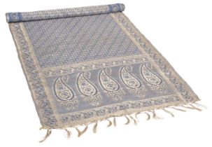 Shawl. A blue and silver woven stole, British or French, 1830s/40s