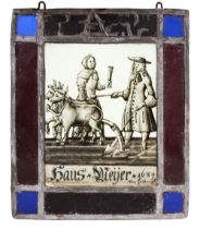 Stained Glass. Farmer and his Wife Ploughing, possibly Dutch, 17th century