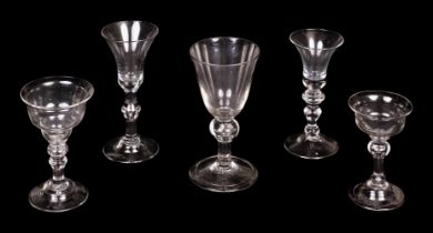 Drinking Glasses. Group of 18th century air-trap drinking glasses