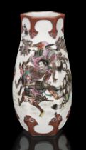 Vase. Japanese Satsuma style porcelain hexagonal vase, 19th century