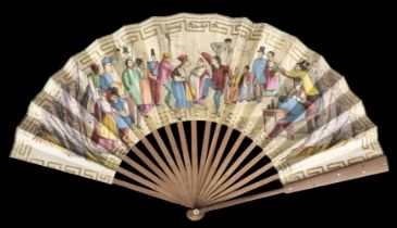 Caricature fan. Bailes del Candil, Spain, circa 1830