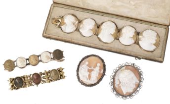 Cameos. Victorian cameo bracelets and brooches