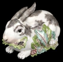 Rabbit Tureen. Samson porcelain rabbit tureen and cover, circa 1870
