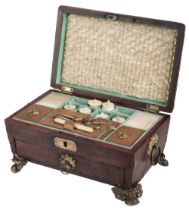 Sewing box. A leather work box, Thomas Lund, 57 Cornhill, London, circa 1815