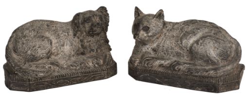 Chimney Ornaments. A pair of Victorian cast iron cat and dog chimney ornaments
