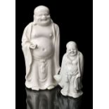 Buddha. Two 18th century white glazed (The Laughing Buddha) statues
