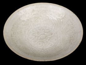 Dish. Chinese Yingqing moulded dish, Southern Song