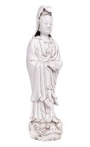 Guanyin. Dehua monochrome white glazed figure of Guanyin, 20th Century