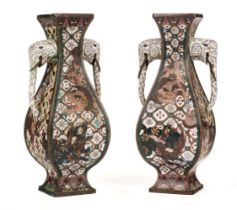 Vases. Pair of Japanese cloisonné vases, Meiji Period