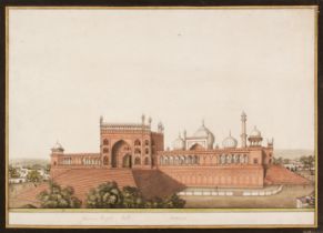 Company School. View of the Jama Musjid, Delhi, circa 1850, fine large-scale watercolour