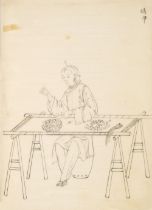 Chinese School. Album of pen and black ink drawings of Chinese trades and professions, circa